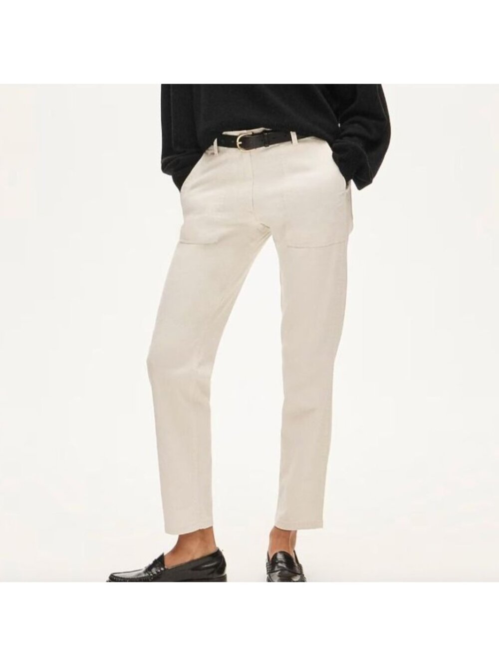 NWT J.Crew Slim Chino Pant Sz 4 Patch Pocket Stretch Ankle Office Classic Cream
